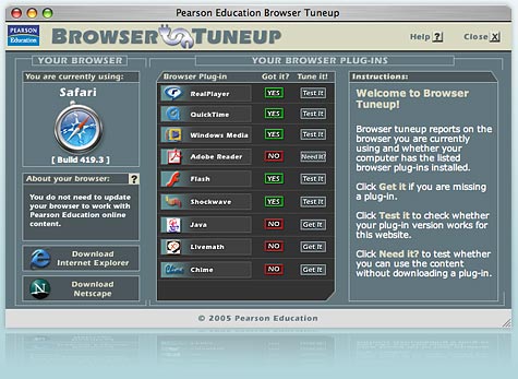Pearson Browser Tuneup